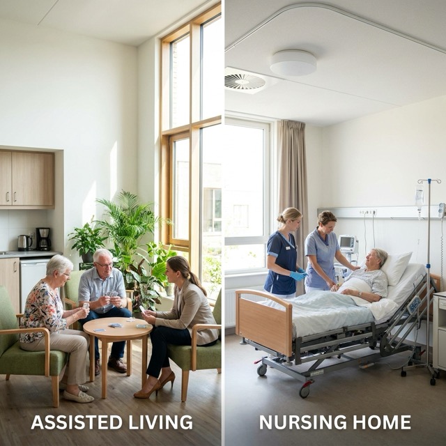 assisted living vs nursing home District of Columbia - services included side by side
